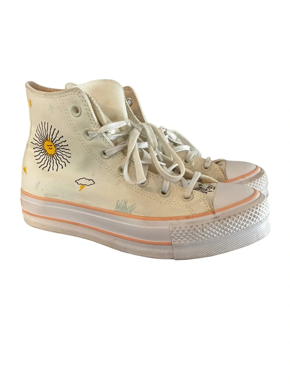 Converse Lift Platform Summer Florals Embroidered High Tops Women’s 8.5